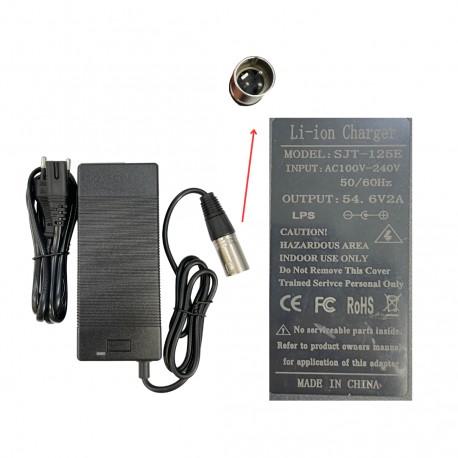 Charger 54.6V 2A (48V battery) XLR connector