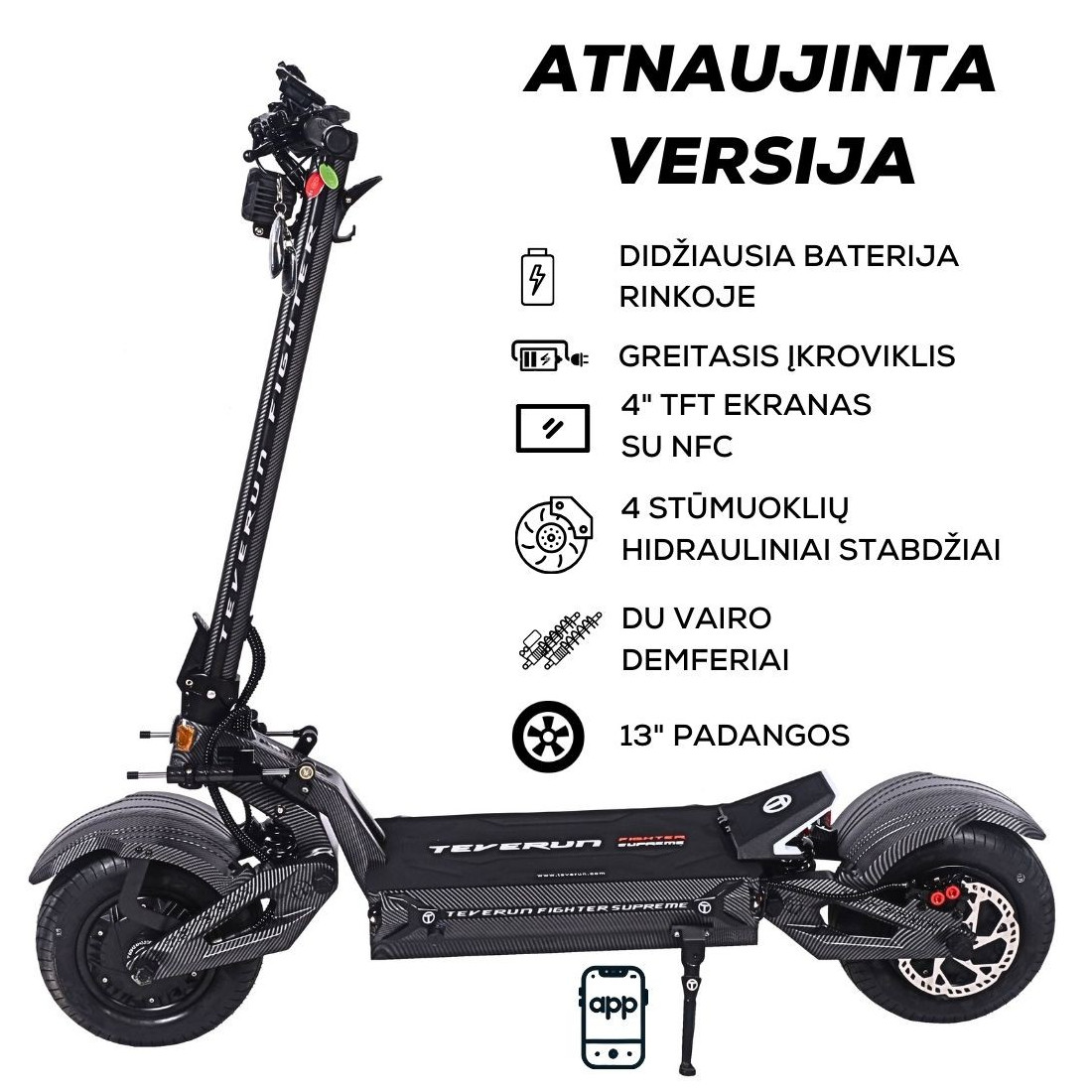 TEVERUN FIGHTER SUPREME 7260R 72V 60Ah elektrinis paspirtuka