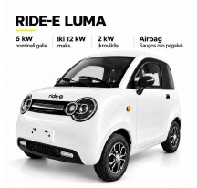 Elektrinis mini automobilis RIDE-E LUMA – balta spalva, baltas stogas